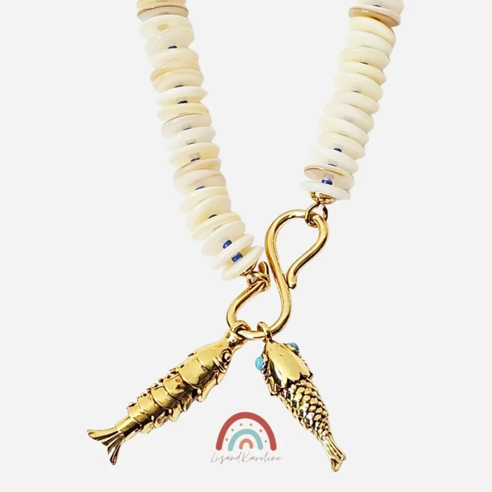 New! Madewell Beaded Fish Statement Necklace - Picture 5 of 7